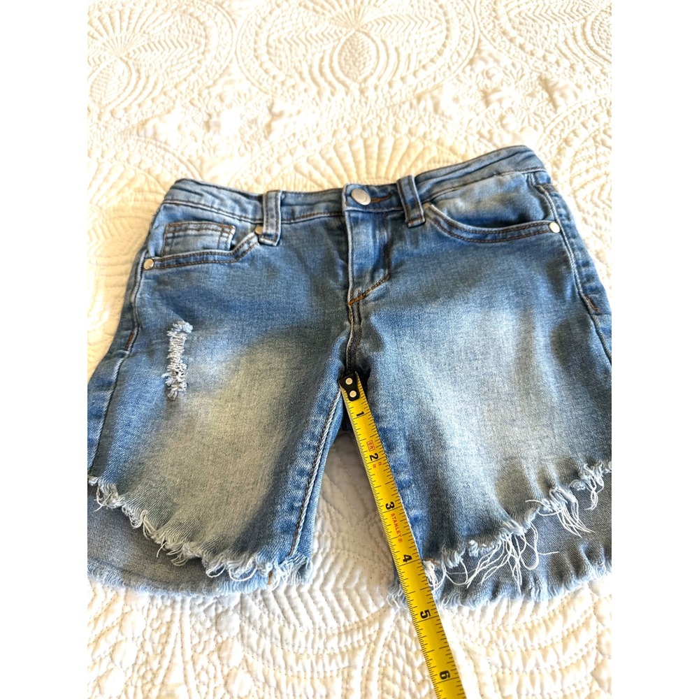 Joes Jeans Kids Girls Size 4 Distressed Frayed Hem Denim Shorts Blue - Picture 4 of 7